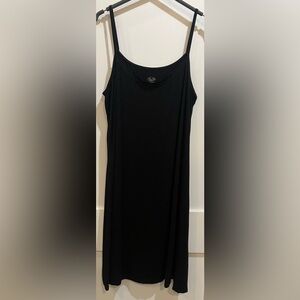 Bamboo wm’s 1X Black Midi Dress with lace trim at top front